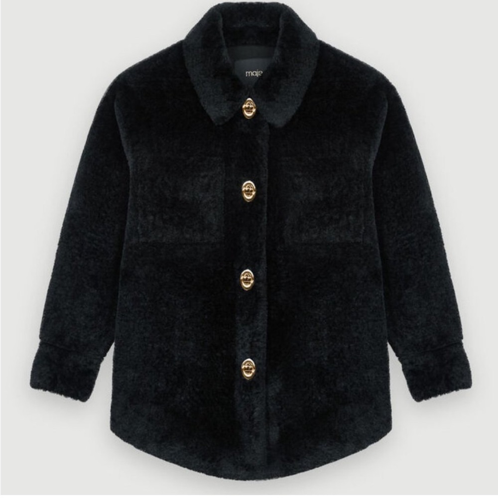 NWT Maje Baleria Faux Fur Jacket w/ 1 missing & 1 loose turn lock ring